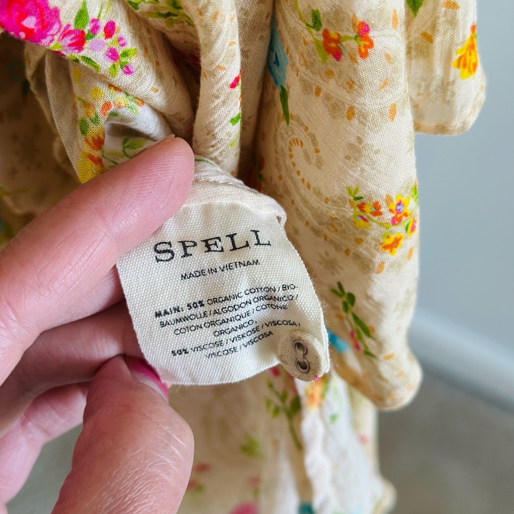 🌸 SPELL 🌸 Fleur Flutter Sleeve Mini Dress SMALL - Picture 9 of 10